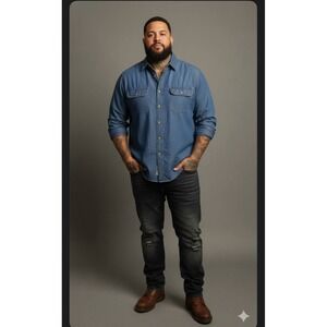 Boulder Creek by Kingsize Men's Big & Tall Long Sleeve Denim Twill 3XL Cotton